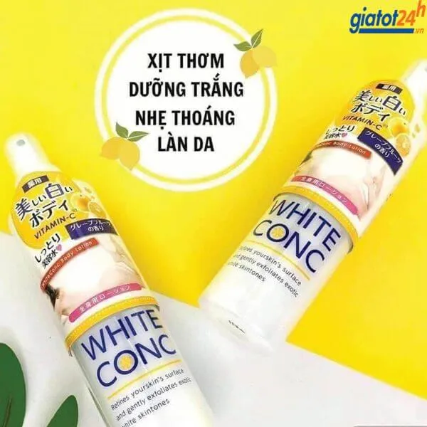 lotion xịt dưỡng trắng da white conc có tốt không