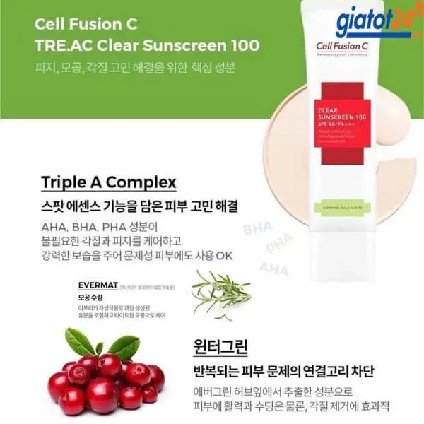 kem chống nắng cell fusion c xanh lá có tốt không