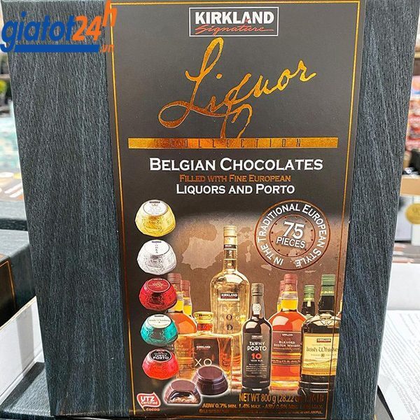 Kẹo Socola Nhân Rượu Kirkland Signature Liquor Belgian Chocolates có những vị rượu nào