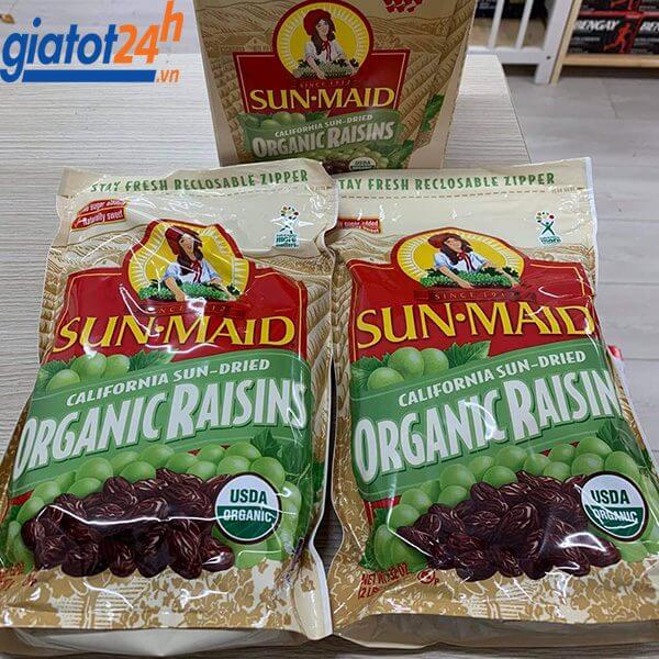 Nho Xanh Sấy Khô Sun Maid California Sun Dried Organic Raisins giá