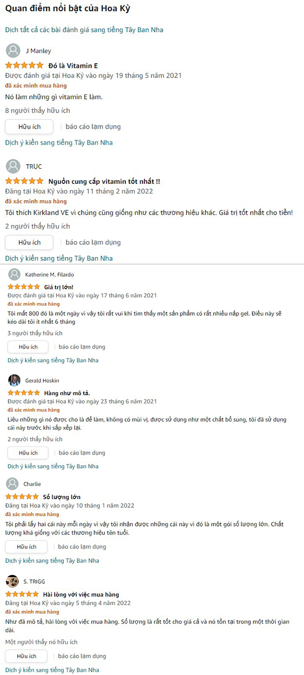 Tại sao Vitamin E Kirkland nắp đỏ lại được người Việt tin dùng? 10 vitamin E kirkland nắp đỏ đánh giá