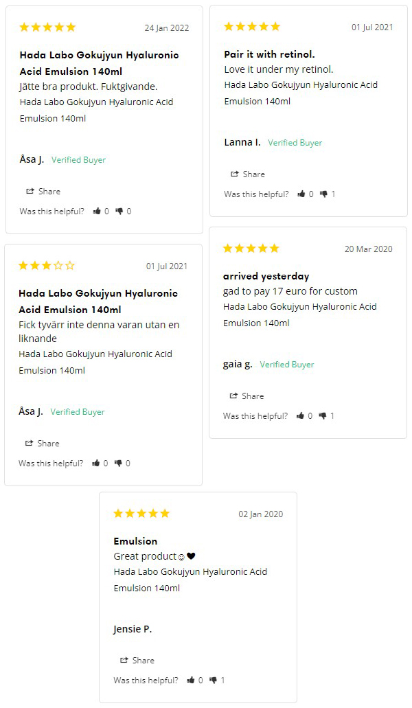 Sữa Dưỡng Hada Labo Gokujun Hyaluronic Acid Emulsion 7 sữa dưỡng hadalabo đánh giá